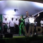 The Virgin Islands Party district candidates took to the stage during a youth rally on Friday night in Road Town, each dancing and waving.