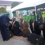 The Virgin Islands Party cabinet kneel while receiving prayers and blessings during the Praise and Thanksgiving Service on March 6 at the Cyril B. Romney Pier Park