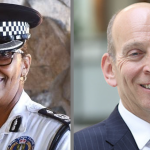 Acting Police Commissioner Jacqueline Vanterpool and Governor Daniel Pruce